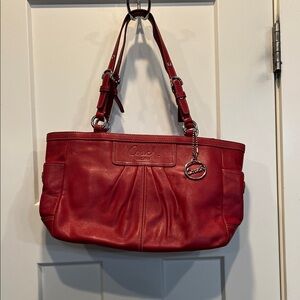 Coach Cherry Red Leather Shoulder Bag